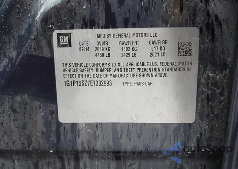 2014 Chevrolet Cruze Diesel из США, поврежденный, VIN 1G1P75SZ7E7302993